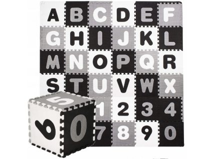 Pěnové puzzle ABECEDA A ČÍSLA 36 ks 175X175x1 cm černobílá