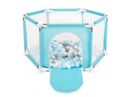 Dětské hřiště 63x64x66 cm blankytné s barevnými míčky