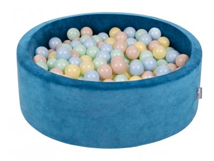Dětský suchý bazének "90x30" tmavě modrý s barevnými míčky