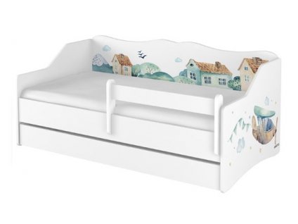 Dětská postel s výsuvnou přistýlkou lulu letadla bílá 160x80cm