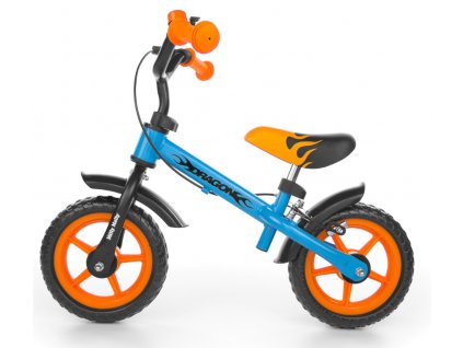 Dětské lehké odrážedlo s brzdou DRAGON modrá/oranžová