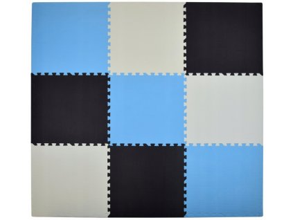 Pěnový koberec MAXI 9 ks 180x180x1 cm bílo-černo-modrý