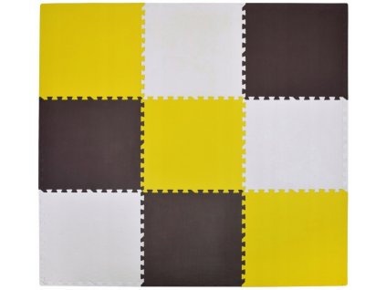 Pěnový koberec MAXI 9 ks 180x180x1 cm bílo-žluto-hnědý
