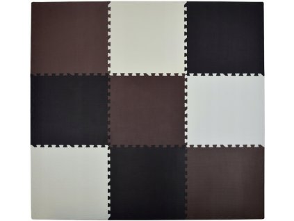 Pěnový koberec MAXI 9 ks 180x180x1 cm bílo-černo-hnědý