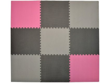 Pěnový koberec MAXI 9 ks 180x180x1 cm šedo-grafitovo-růžový