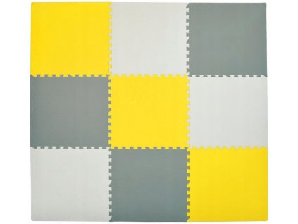 Pěnový koberec MAXI 9 ks 180x180x1 cm šedo-bílo-žlutý