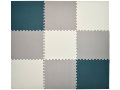 Pěnový koberec MAXI 9 ks 180x180x1 cm světle šedo-tmavě zeleno-krémový