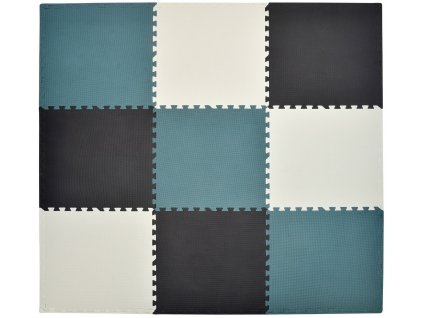 Pěnový koberec MAXI 9 ks 180x180x1 cm černo-tmavě zeleno-bílý