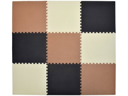 Pěnový koberec MAXI 9 ks 180x180x1 cm krémovo-černo-měděný