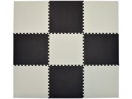 Pěnový koberec MAXI 9 ks 180x180x1 cm černo-bílý