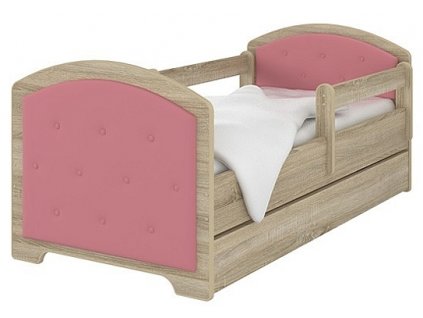 Dětská postel LUX heli v barvě světlý dub 140x70cm - růžová