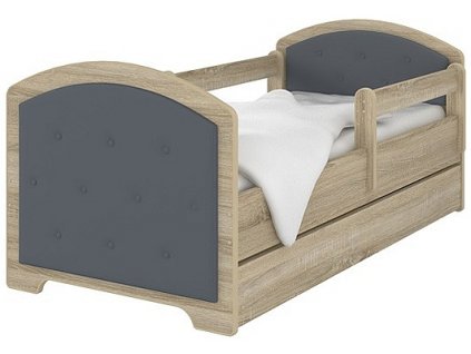 Dětská postel LUX heli v barvě světlý dub 140x70cm - šedá