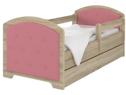 Dětská postel LUX heli v barvě světlý dub 160x80cm - růžová