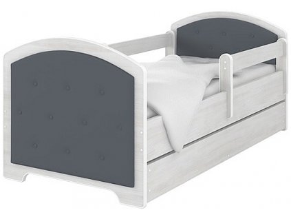 Dětská čalouněná postel LUX heli v barvě norské borovice 160x80cm - šedá