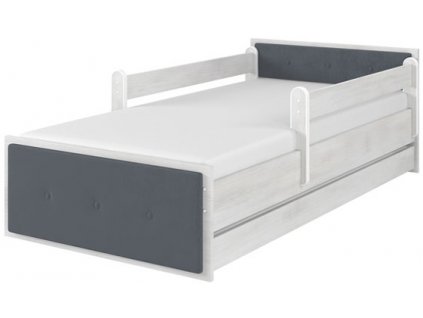 Dětská čalouněná postel norské borovice 160x80cm - šedá