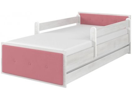 Dětská čalouněná postel norské borovice 160x80cm - růžová