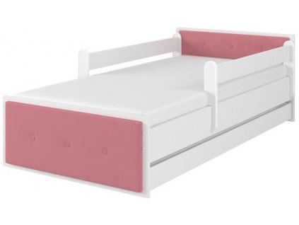 Dětská čalouněná postel bílá 160x80cm - růžová