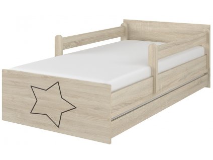 Dětská postel LUX světlý dub s výřezem hvězda 180x90cm