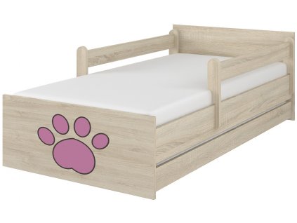 Dětská postel LUX světlý dub s výřezem pejsek růžový 180x90cm