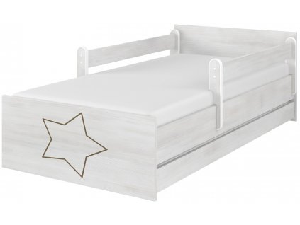 Dětská postel LUX norské borovice s výřezem hvězda 180x90cm
