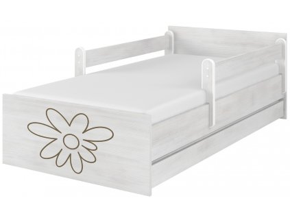 Dětská postel LUX norské borovice s výřezem květ 180x90cm