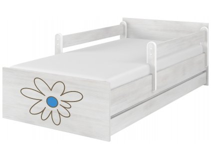 Dětská postel LUX norské borovice s výřezem květ modrý 180x90cm
