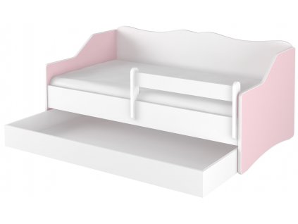 Dětská postel s výsuvnou přistýlkou lulu růžová 160x80cm