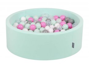 Dětský suchý bazének "90x30" mátový s míčky mátovo-růžové 300 ksDětský suchý bazének "90x30" mátový s míčky mátovo-růžové 200 ks