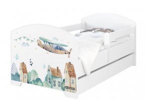 Dětská postel LUX letadla x bílá 160x80 cm