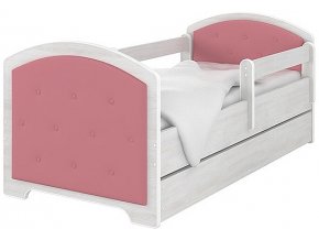 Dětská čalouněná postel LUX heli v barvě norské borovice 180x80 cm - růžová