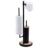 Sada stojan na toaletní papír s WC štětka AXEL černý/bambus