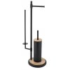 Sada stojan na toaletní papír s WC štětka AXEL černý/bambus