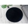 Kusový kulatý koberec RABBIT 3D - Černý - imitace králičí kožešiny