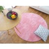 Kusový kulatý koberec RABBIT - Růžový Sakura - imitace králičí kožešiny