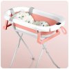 Skládací dětská vanička se stojanem, teploměrem a novorozeneckou vložkou – bílo-růžová
