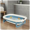 Skládací dětská vanička s LCD teploměrem a novorozeneckou vložkou – bílo-modrá