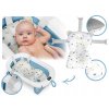 Skládací dětská vanička s LCD teploměrem a novorozeneckou vložkou – bílo-modrá