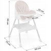 Jídelní židlička 3v1 KOMFORT – bílo-růžová