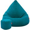 Sedací vak s podnožkou VELVET - tyrkysový