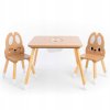 Dřevěný stoleček s úložným prostorem a 2 židličkami – Roztomilý Králíček