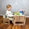 Dětská dřevěná sestava nábytku – stolek + židlička, dubovo-bílý, 1–3 roky