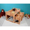 Dětská dřevěná sestava nábytku – stolek + 2 židličky, dubový dekor, 1–6 let