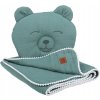 Mušelínová deka + polštářek MEDVÍDEK - šalvějově zelená