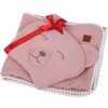 Mušelínová deka + polštářek MEDVÍDEK - růžová