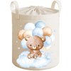 Textilní košík na hračky – Medvídek s modrými balónky