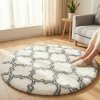 Plyšový kulatý koberec MARRAKESH - bílý