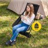 Skládací turistické křeslo s opěrkou hlavy - černé