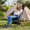 Skládací turistické křeslo s opěrkou hlavy - černé