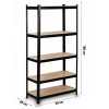 Kovový regál černý 180 x 90 x 40 cm