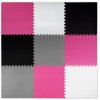 Pěnový koberec MAXI 9 ks 178x178x1 cm bílo-černo-tmavě růžová